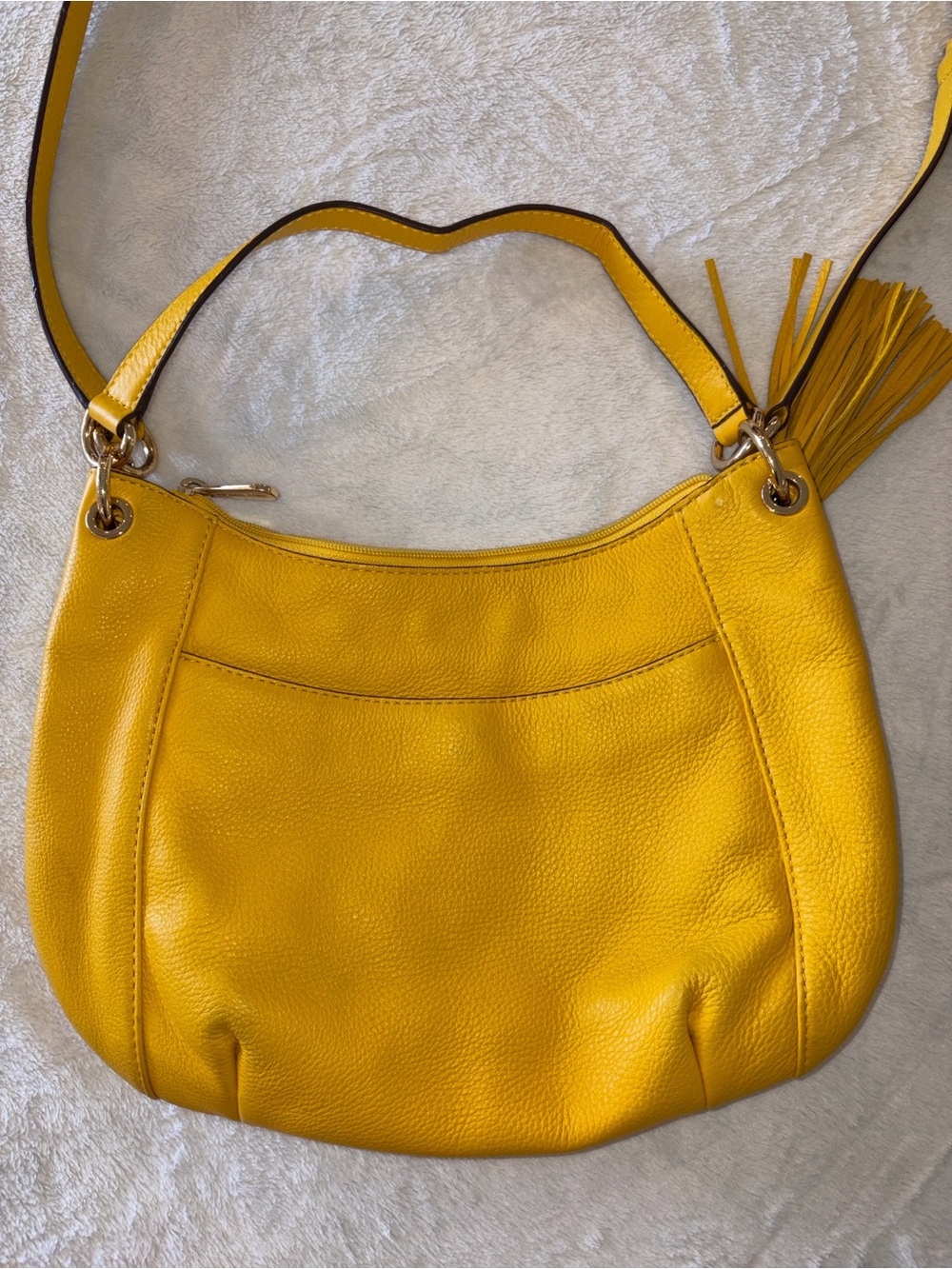 Michael Kors Mustard Yellow Leather Tassel Shoulder or Hand Bag - Picture 8 of 12